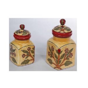 Ceramic Jar & Container for Kitchen Storage Set Multi Utility Air Tight Kitchen Organiser Items Tea Coffee Sugar Containers with Ceramic Lids (Hand-Painted) Finish  #9120