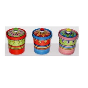 Ceramic Chatni, Pickle Storage Jar with Lid Ceramic Jar & Container for Kitchen Storage Set Multi Utility Air Tight Kitchen Organiser Items Tea Coffee Sugar Containers with Ceramic Lids (Hand-Painted) Finish  #9121