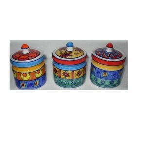Ceramic Chatni, Pickle Storage Jar with Lid Ceramic Jar & Container for Kitchen Storage Set Multi Utility Air Tight Kitchen Organiser Items Tea Coffee Sugar Containers with Ceramic Lids (Hand-Painted) Finish  #9123