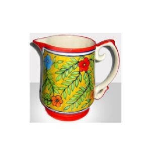 Ceramic Milk/Tea Pot, Colored Pot, Perfect Pot for Tea/Milk Pot w/Strong Handle, Ceramic Pot with White Floral Design  #9129