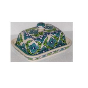 Ceramic Multicolored Butter Dish with Lid Perfect for Butter or Starter Serving in Kitchen #9147