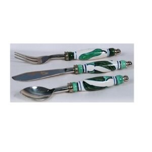Stainless Steel Cutlery Set with Ceramic Handle, which includes a Fork, a Knife, and a Spoon Suitable for Home Restaurant and Various Parties #9148