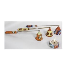 Ceramic Candle Snuffer, Vintage Candle Extinguisher with Long Durable Handle, Metal Wax Snuffer for Belling Over Candle Flame, Decorative Wick Snuffer is Perfect for Candle Lovers as Gifts #9152
