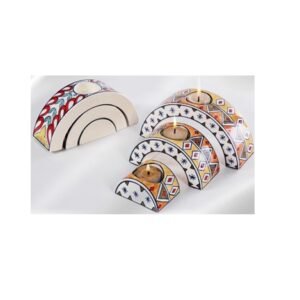 Decorative Ceramic T Light Candle Holders, likely made of ceramic, with colourful patterns they appear to be designed to hold T Light Candle Holder and come in a set of varying sizes #9157