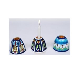 Specifically Designed to Hold Small T Light Candle Holder Decorative Ceramic T Light Candle Holders, likely made of ceramic, with an arched design and colorful geometric patterns #9159