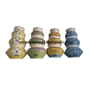 Handmade Exclusive Range Ceramic Dahi Handi/Curd Pot/Mitti Handi/Clay Pot with Lid, Also for Serving (Multi Coloured Shade) #9166