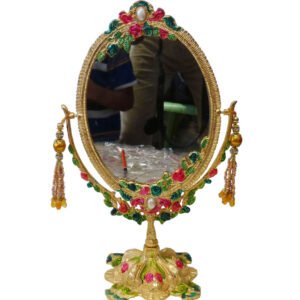 Silver Flora Mirror Gold finish table top mirror , Best for Dressing,Home Decor, Make-up,Gifting 350mm #9181