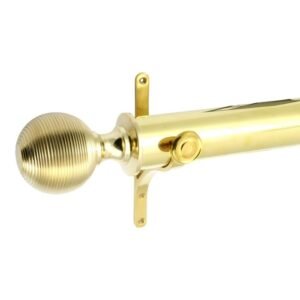 Brass Beehive Curtain Pole Sets Polish Brass 51mm Dia #9262