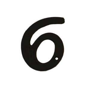 Cast Iron "NO.6" Door House Numbers and Street Address Plaques Numbers for Residence and Mailbox Signs Black Finish 100mm #931