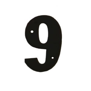 Cast Iron "NO.9" Door House Numbers and Street Address Plaques Numbers for Residence and Mailbox Signs Black Finish 130mm #932