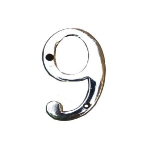 Brass "NO.9" Door House Numbers and Street Address Plaques Numbers for Residence and Mailbox Signs Chrome Finish  100mm #934 Chrome Plated