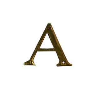 Brass Door Sign Letter "A" Door House Letters and Street Address Plaques Letters for Residence Mailbox Hotel House Door Letter Suitable for All Door Types Wooden, PVC and Composite With Fixing Screw Polish Brass Vintage Finish 80mm #935