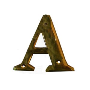 Brass Door Sign Letter "A" Door House Letters and Street Address Plaques Letters for Residence Mailbox Hotel House Door Letter Suitable for All Door Types Wooden, PVC and Composite With Fixing Screw Polish Brass Vintage Finish 100mm #936