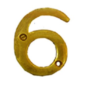 Brass "NO.6" Door House Numbers and Street Address Plaques Numbers for Residence and Mailbox Signs Polish Brass Finish  75mm #937