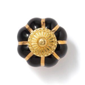Ceramic black gold elegant pumpkin door knob 35mm #9421