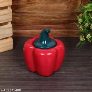 Ceramic Capsicum Decorative Pickle Jar Food Storage Jar Multipurpose aachar masala Jar	160mm #9432