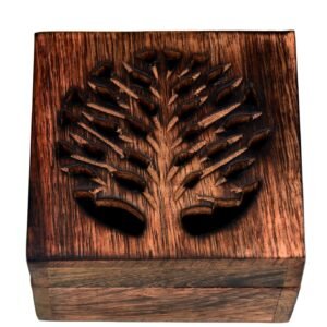 Wooden Jewellery Box 'Ancient Tree': Rustic Distress Finish Small Treasure Chest | Unique Gift For Women 100mm #9454