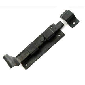 Forged Iron Straight Fish Tail Bolt Black powder coated Finish Heavy Duty Antique Slide Door Latch Lock - Ideal for Doors, Windows and Cupboards 140mm #1205