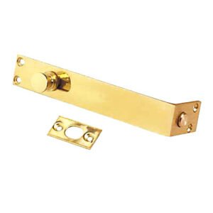 Flush Bolt Brass, Surface Mounted Door Bolt, Sliding Door Lock, Lock Bolts for Securing Internal Doors for Bedrooms, Bathrooms, Storage Units and Cupboards Polish Brass Finish 225mm #1540