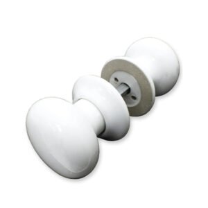 Ceramic Mortise Door Knob Set Classic White Round Sprung Handle Internal 55mm #2322