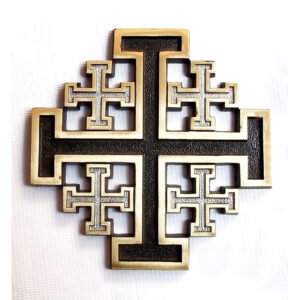 Brass Antique Design Vintage Look Brass Wall Hanging Cross Decorative Religious Altar Spiritual Art  Home Living Room Decor Accessory for Christmas and Other Occasions Brass Religious Accessories Church Decoration "JESUS CROSS" Christian Cross Christ Wall Cross Hand Carved Antique Design Hanging Plaque Brass Antique Colour Meena Finish 130mm #2667