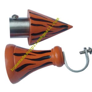 Curtain Support Bracket & Finial Set Wooden Painted #7679