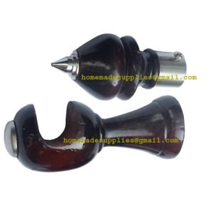 Curtain Support Bracket & Finial Set Wooden Teak Color #2733