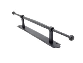 Hand Forged Iron Door Pull Handle Ball Ends on Plate 400mm #6411