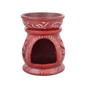 Brown Marble Soapstone Aroma Lamp or Oil Diffuser Brown Marble Soft Stone Inlay with White Stone It is typically used in homes, spas, offices, yoga/meditation centers, and other places to create a relaxing and fragrant atmosphere 100mm  #8931