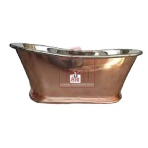 Copper Bath Tub Inside Nickel Polished, Outside Copper Polished  68x30x28 Inch #3474