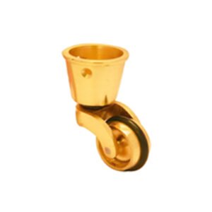 Brass Round Cup Castor with Rubber Tyre Fitted 38mm #3489