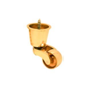 Brass Round Cup Castor with wood Screw fix 32mm #3490