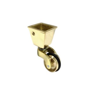 Brass Square Cup Castor with Rubber Tyre Fitted 38mm#3499