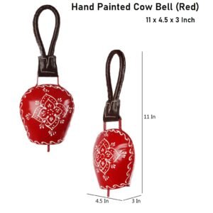 Iron Hand Painted Cow Bell ( Red) 11"#6864