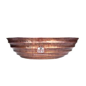 COPPER WASH BASIN TABLE TOP HAMMERED RIB STYLE OVAL 250x538x288mm #2773