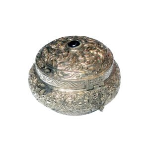 Brass  Metal Silver antique finish Ginni box/ dry fruit box/jewellery box- Jewellery Box For Wedding Gifts 150mm #2749