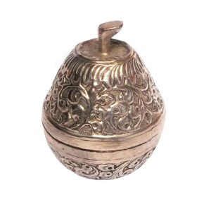 Trinket Box or Jewelry box, for Home Temple and Pooja, Prosperity Gift | Handcrafted | Worship God Silver Antique Finish 90mm #9054