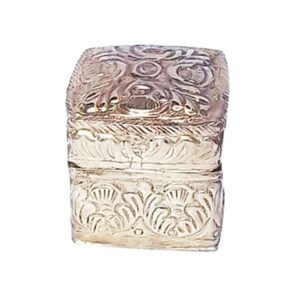 Brass Ginni / Dryfruit / Jewellery Box Silver Designer Sindoor Dabbi with Lid, Pooja Items for Home, KumKum Box Spiritual Gift Item and other religious occasions 50mm #2778