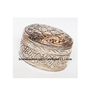 Brass Ginni / Dryfruit / Jewellery Box Silver Designer Sindoor Dabbi with Lid, Pooja Items for Home, KumKum Box Spiritual Gift Item and other religious occasions  97mm #2780