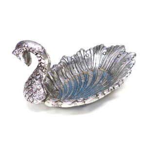 Silver Duck Tray serving platter for dry fruits, snacks, or sweets, or as a decorative showpiece for home decor 205mm #9074