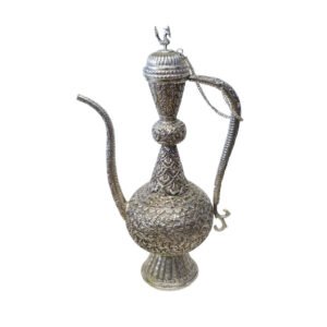 Brass Samawar "Surahi" Tradional Hand Crafted Showpiece with Nakkashi design Pure Brass Silver Antique Finish Surhai Mughal era- Showpiece for Home Decor Showpiece For Living Room 430mm #3793