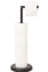 Cast Iron Pedestal Toilet Roll Holders Folding Paper Holder Cast Iron Bathroom Stand, Anti Rust Pedestal Toilet Paper Holder Black Vintage Finish # 6326