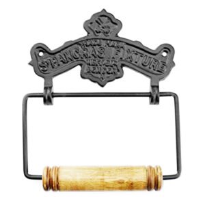 Cast Iron Toilet Paper Holder-Trade Mark Stpancras fixture WBF & SLD London Vintage Antique style Victoria Iron Toilet Roll Holder wall mounted Loo Paper Holder Black Finish  #656