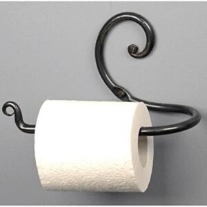 Wrought Iron Metal Toilet Roll Holder for Bathroom Toilet Wall Mount Handmade Bathroom Lavatory Toilet Paper Holder Wall Mount Natural Finish 200mm #5003