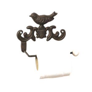 Cast-Iron-Bird-Toilet-Roll-Holder Cast Iron Traditional Vintage Design Wall Mounted Toilet Loo Roll Holder Retro Collections Traditional Toilet Paper Holder Black Finish #6333