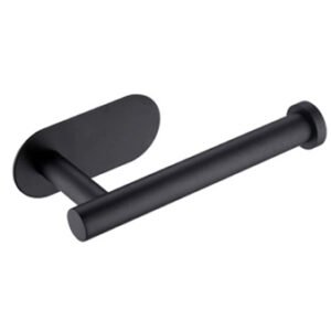 Cast Iron Self Adhesive Toilet Roll Holder Wall-Mounted Paper Holder for Bathroom - Toilet Paper Roll Holder Black Finish  160mm #6336