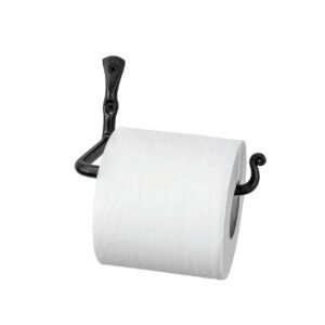 Wrought Iron Handmade Straight Decorative Toilet Paper Holder Decorative Black Toilet Paper Roll Hanger Decor Wall Mount Easy Installation 150mm #5004