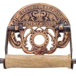 Cast Iron The Crown Toilet Fixture - Patent  N- 15254 Toilet Roll Holder - Wall Mounted - Victorian Style Toilet Paper Holder for Bathroom – Novelty Copper Antique Finish 190mm #6354
