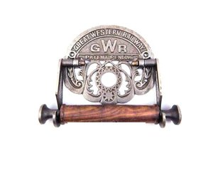 Cast Iron Great Western Railway (GWR) Toilet Roll Holder - Wall Mounted - Victorian Style Toilet Paper Holder for Bathroom – Novelty Natural Finish  190mm #242