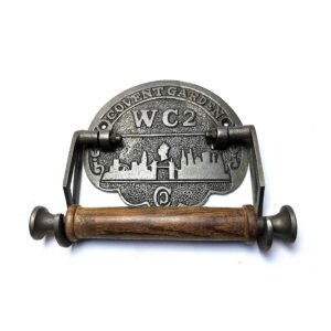 Cast Iron Traditional Design Covent Garden WC2 Patent Pending Vintage Victorian Mounted Toilet LOO Roll Holder Natural Finish 190mm #5002